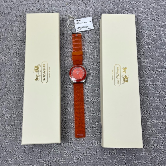 Nwot Coach Watch Orange Silicon Jelly Strap Andee Boyfriend Ladies Watch - Picture 2 of 10